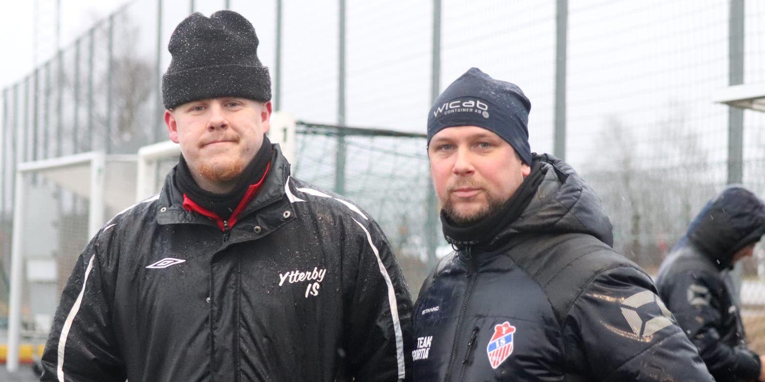 Nya tränarduon Calle Hedén och Daniel Ivarsson i Ytterby fick sitt lag vina med 6–0 mot Kareby i genrepet i regnet på Kareby hed.