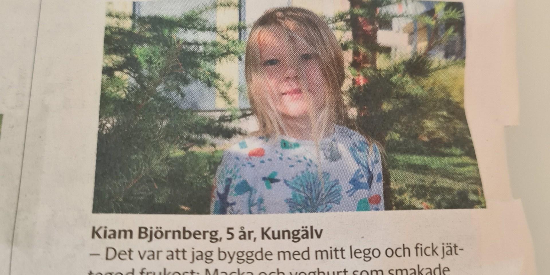 ”Majken” uppskattade 5-årige Kiam Björnbergs målande svar på sidan 2 i enkäten i Kungälvs-Posten, fredag 2 september.