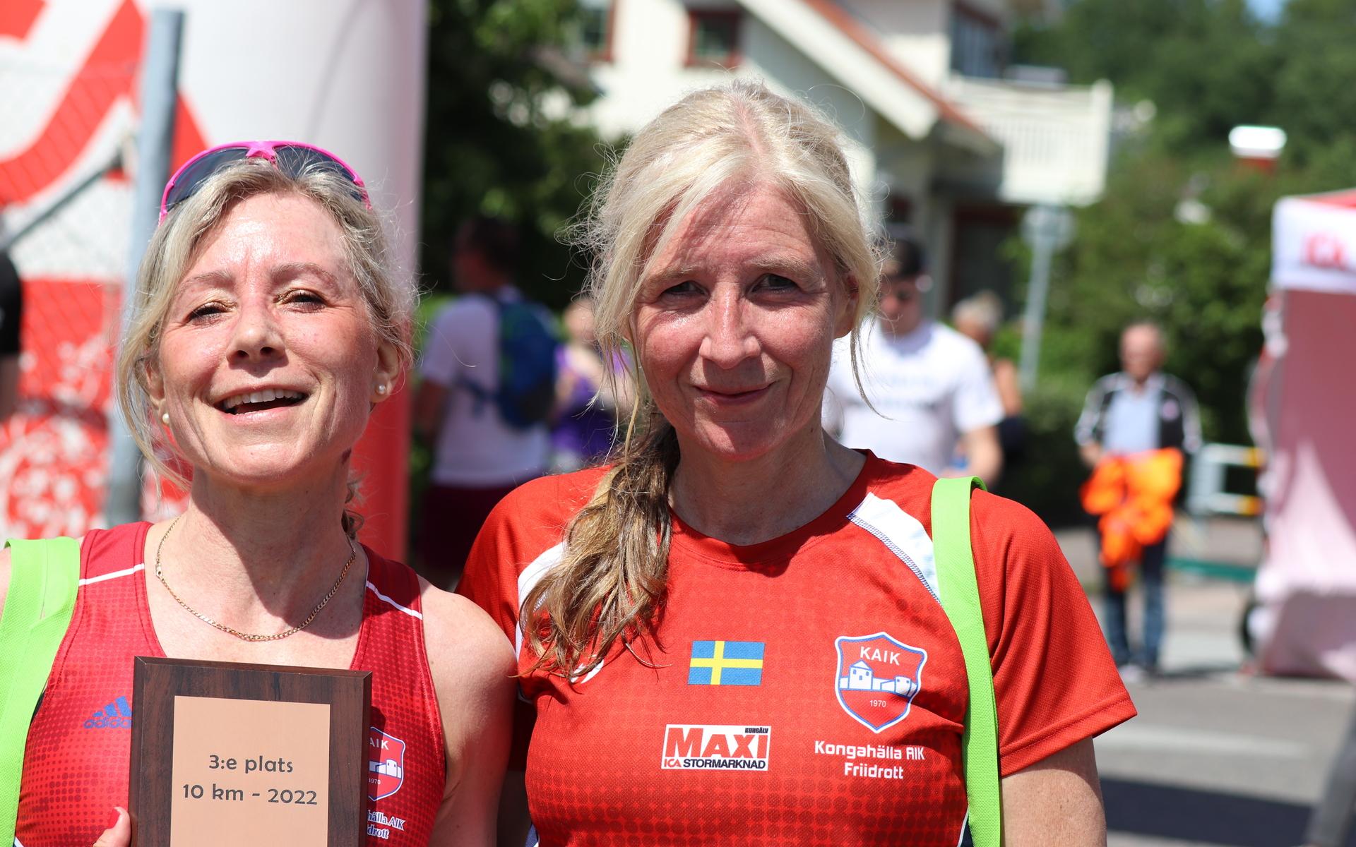 Linda Andersson och Cristine Lysell, två glada Kungälvslöpare.