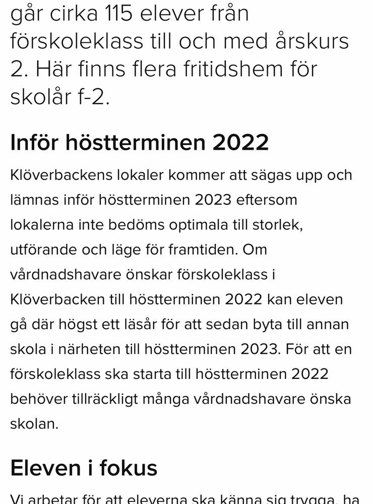 Aktuell information gällande Klöverbackens skola på kommunens hemsida.