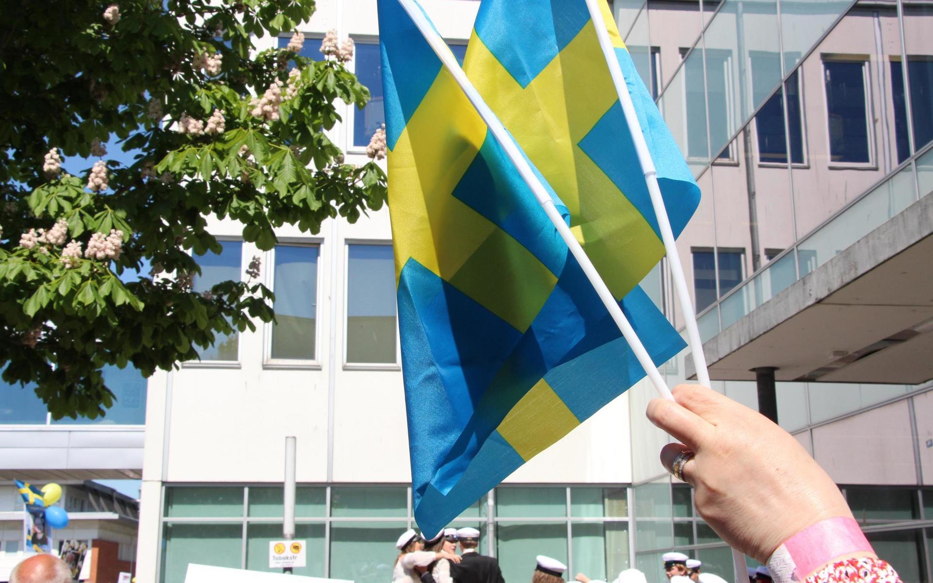 Svenska flaggan fanns så klart med denna dag.
