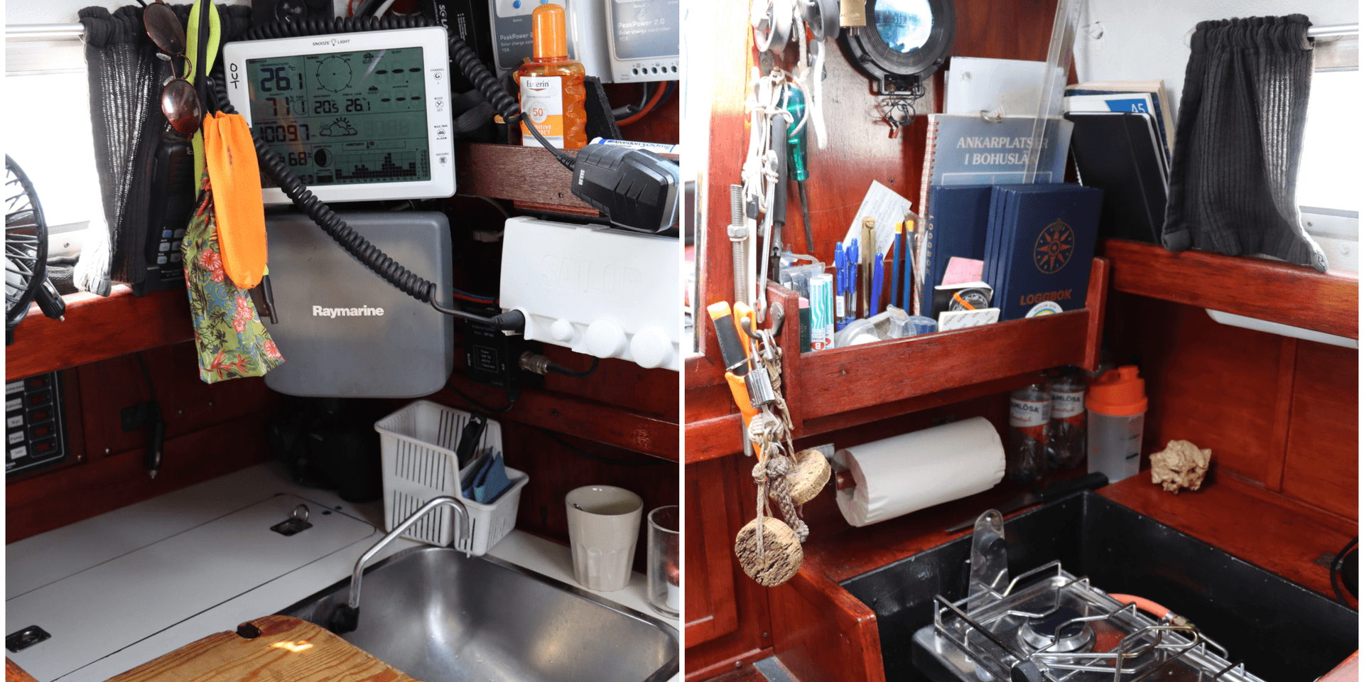 Det gäller att maximera alla ytor i båten. Ett kök kan även vara kontor och allmän förvaring på en och samma gång. 