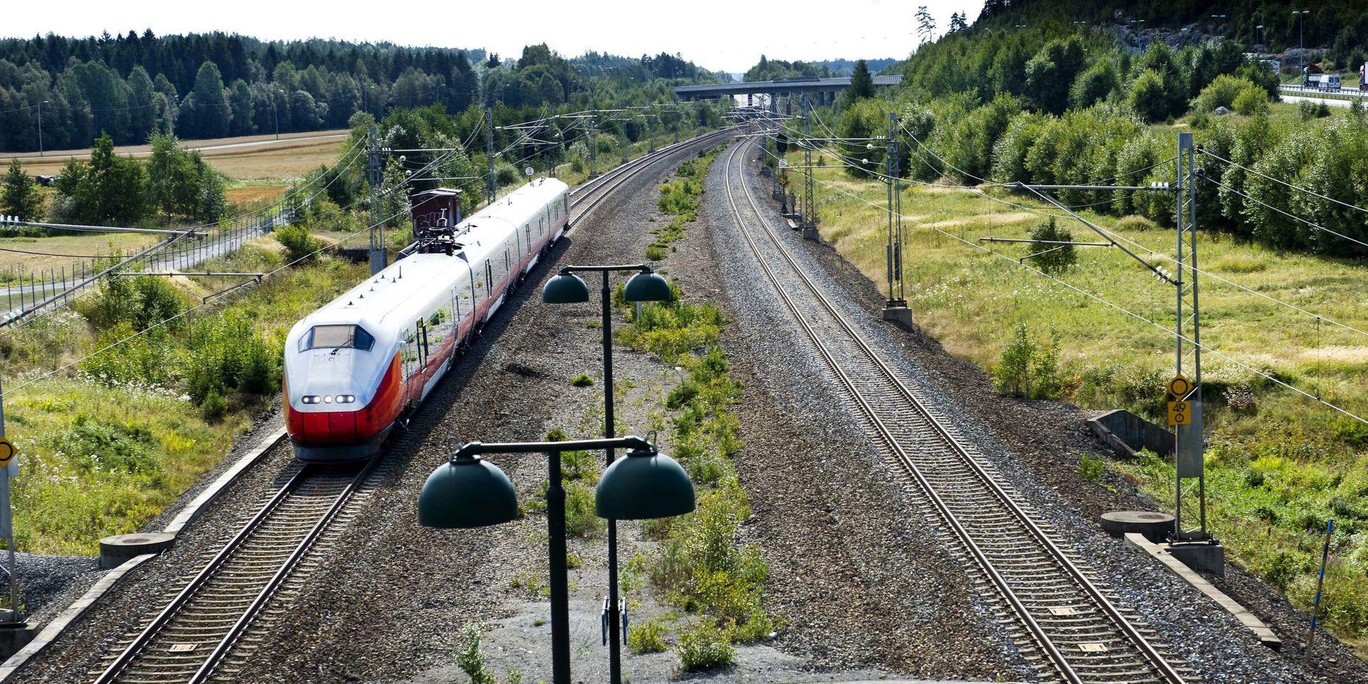 Dagens järnväg med dubbelspår mellan Moss och Oslo.
